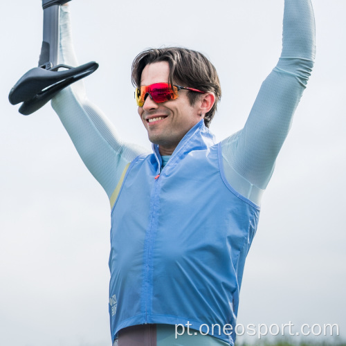 Gilet de chuva de colete de gola cheia à prova de vento masculino